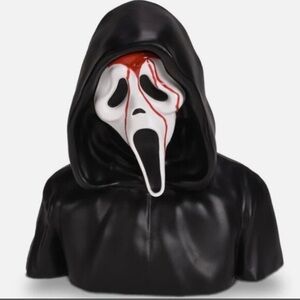 Scream 7 Black and White Ghost Face Mask with Hood Popcorn Bucket